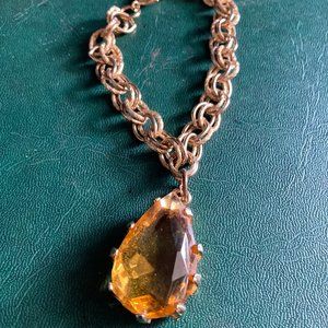Double chain gem drop bracelet in yellow topaz